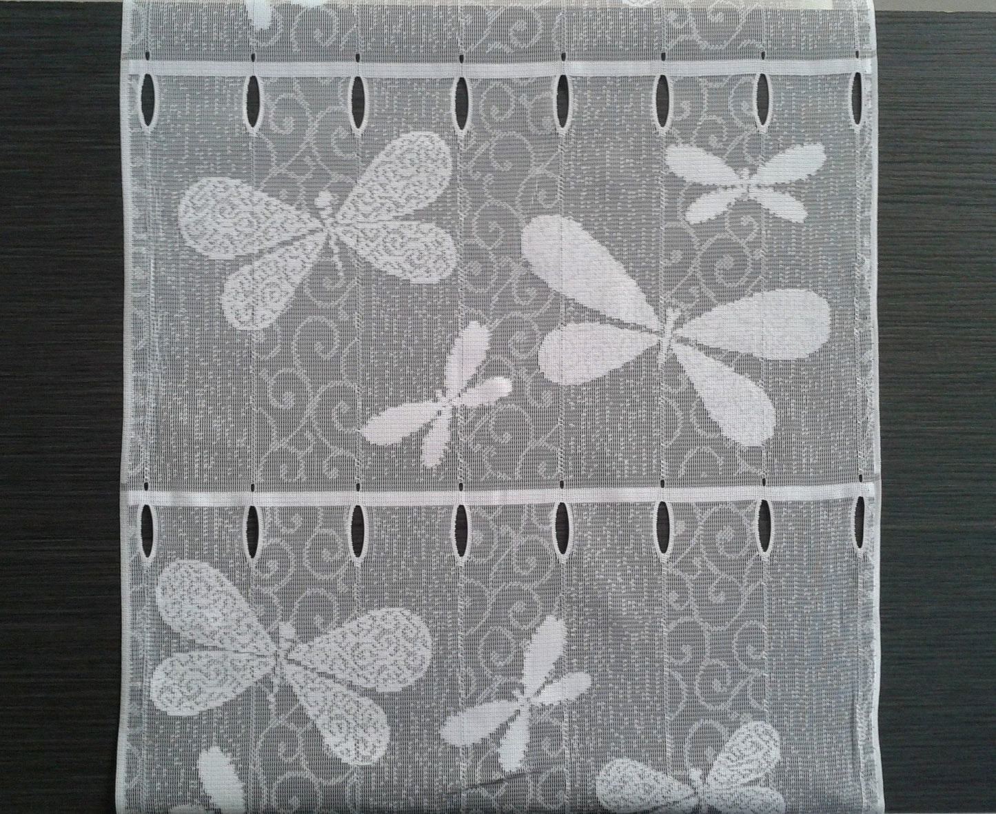Rideau brise-bise blanc motif Libellie