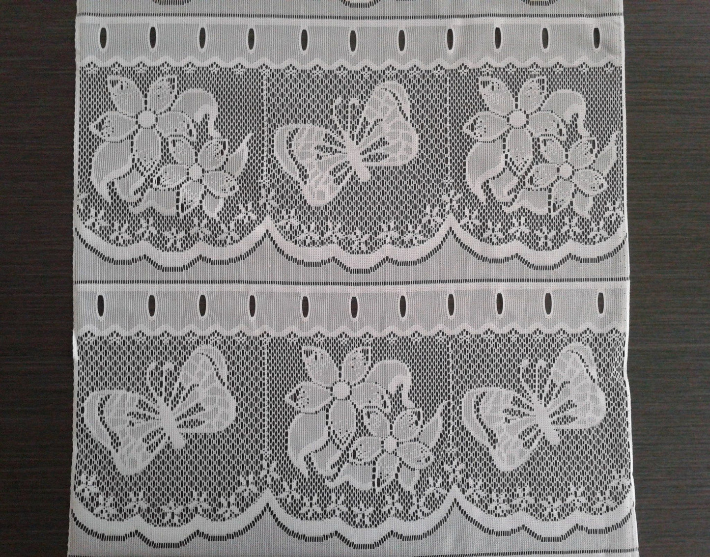 Rideau brise-bise blanc motif Papillons