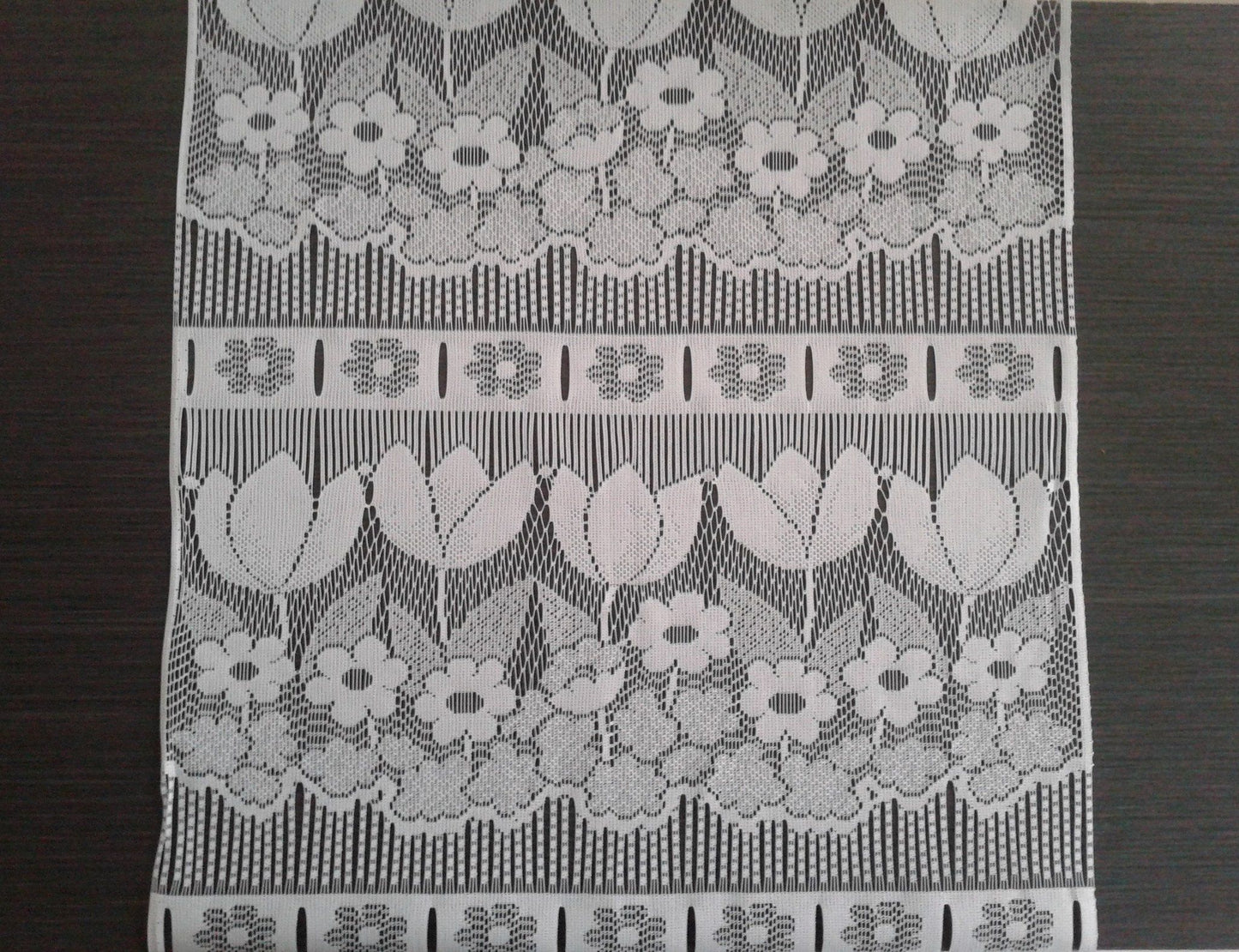Rideau brise-bise blanc motif Tulipes