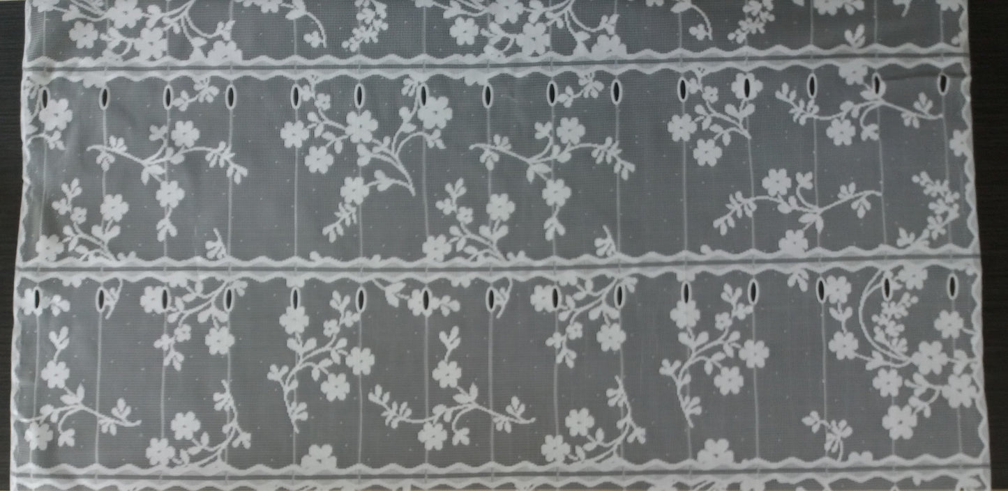 Rideau modulable blanc 90 cm de largeur motif Fleuri 2