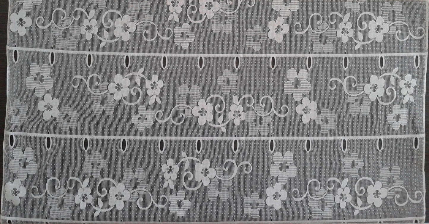 Rideau voilage blanc motif Clématites