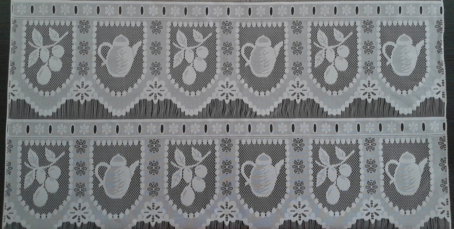 Rideau voilage blanc motif Théière