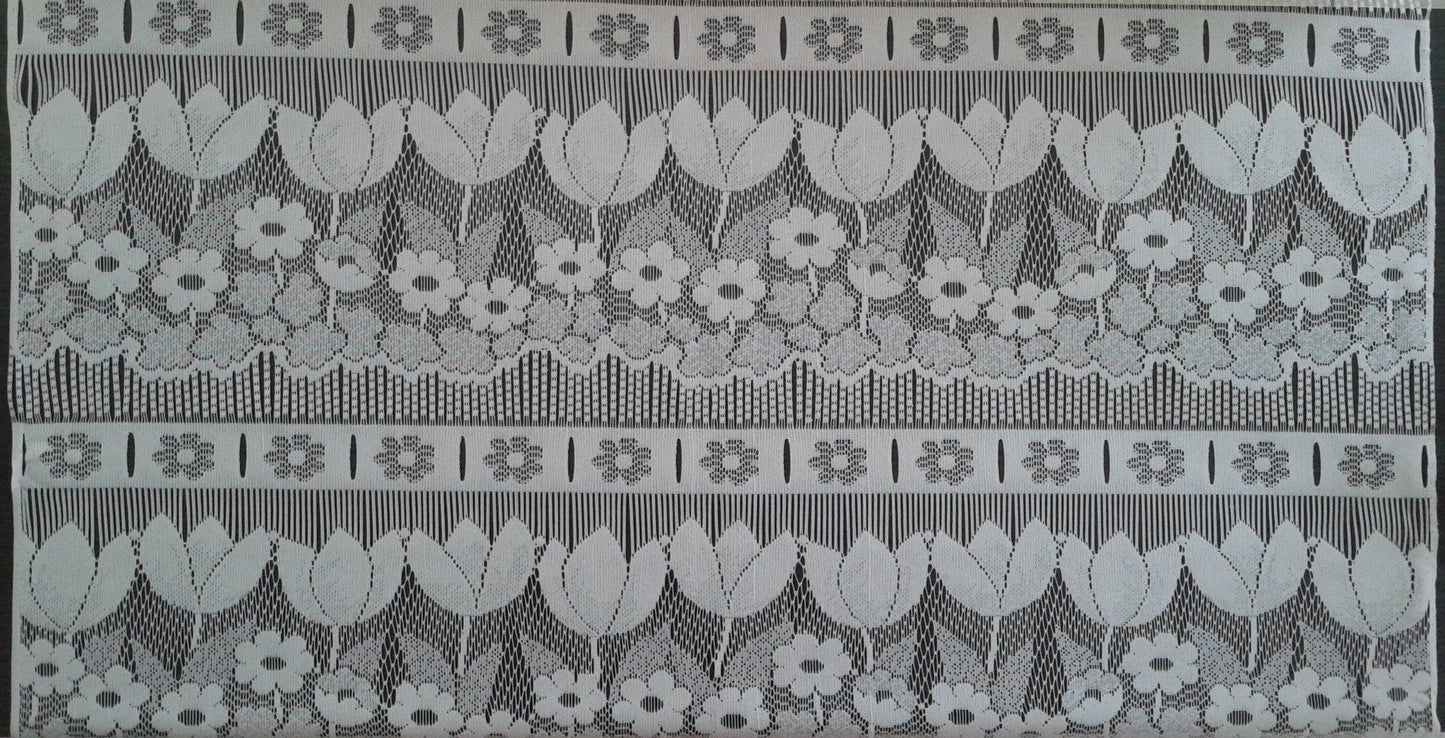 Rideau voilage blanc motif Tulipes