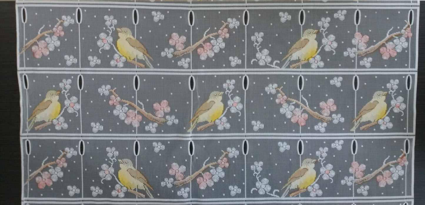 Rideau modulable coloré 90 cm de largeur motif Mesange