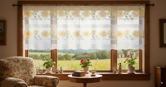 Rideau modulable coloré 90 cm de largeur motif Tournesol