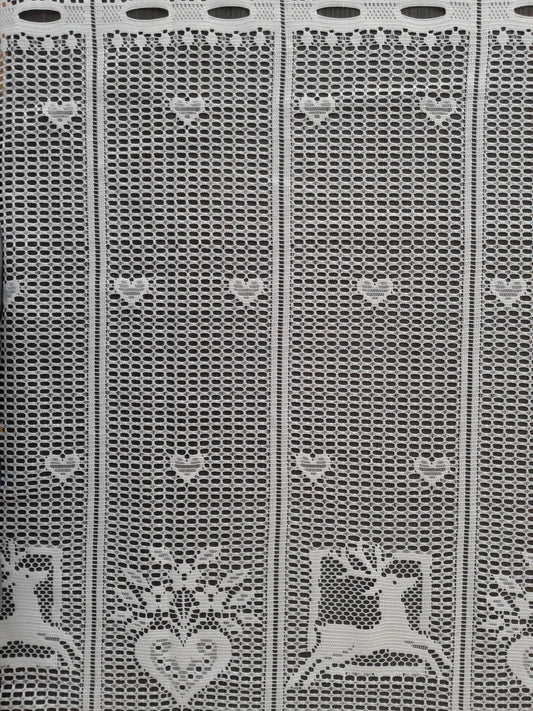 Rideau modulable en largeur blanc motif rennes et coeurs 210 cm de hauteur - MarieTony