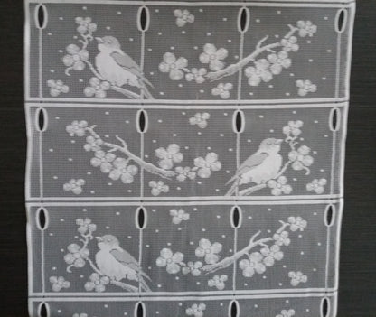 Rideau modulable blanc 45 cm de largeur motif Mesange