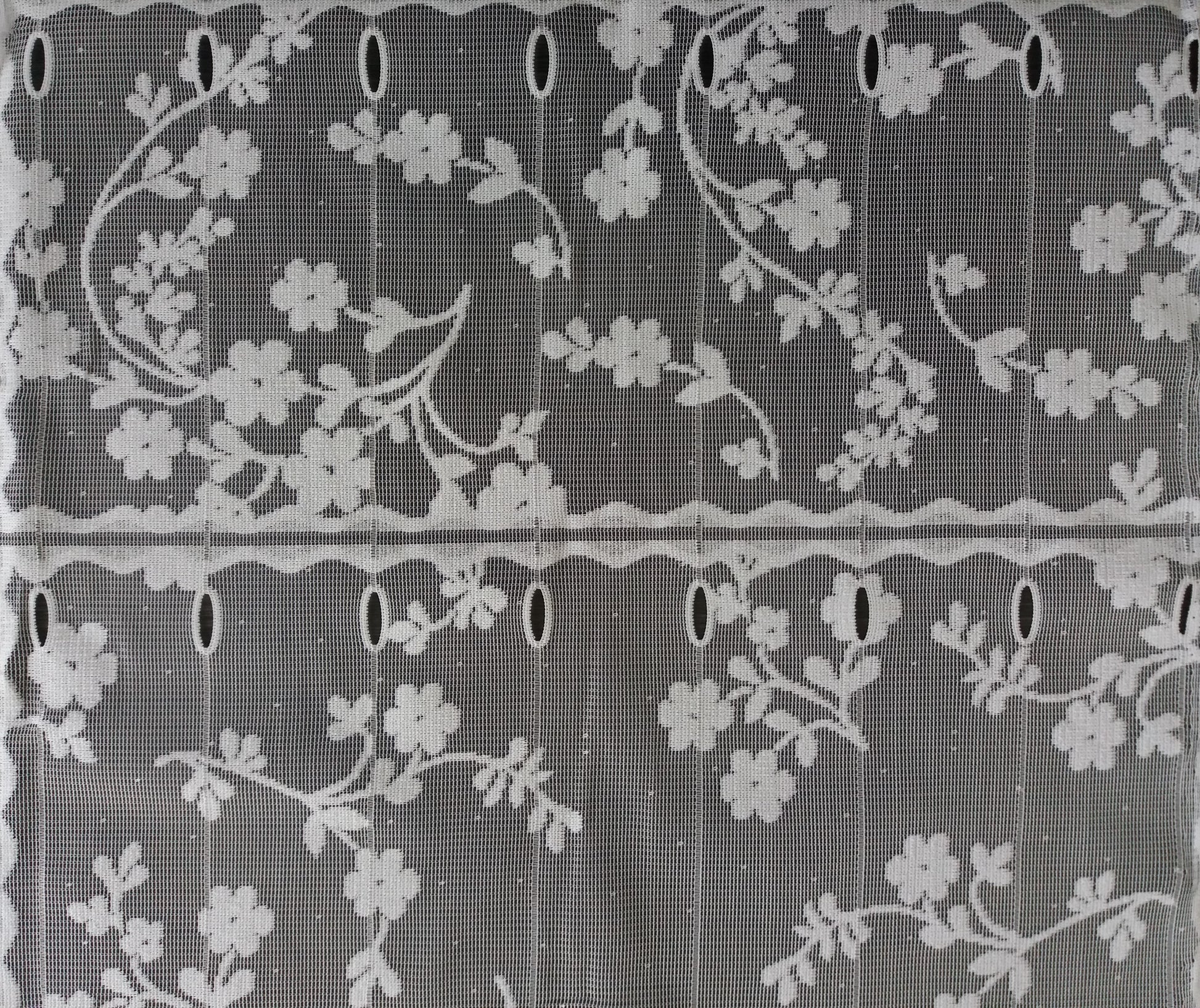 Rideau brise-bise blanc motif Fleuri 2 - zoom