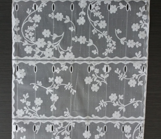 Rideau brise-bise blanc motif Fleuri 2