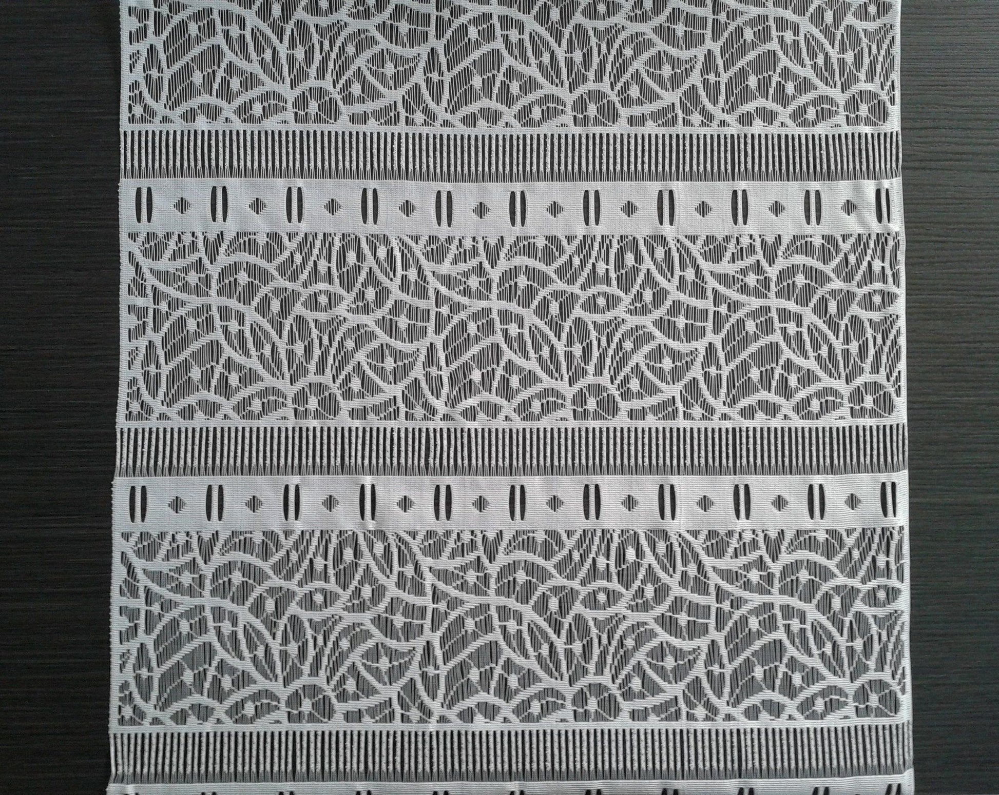 Rideau brise-bise blanc motif Géométrie