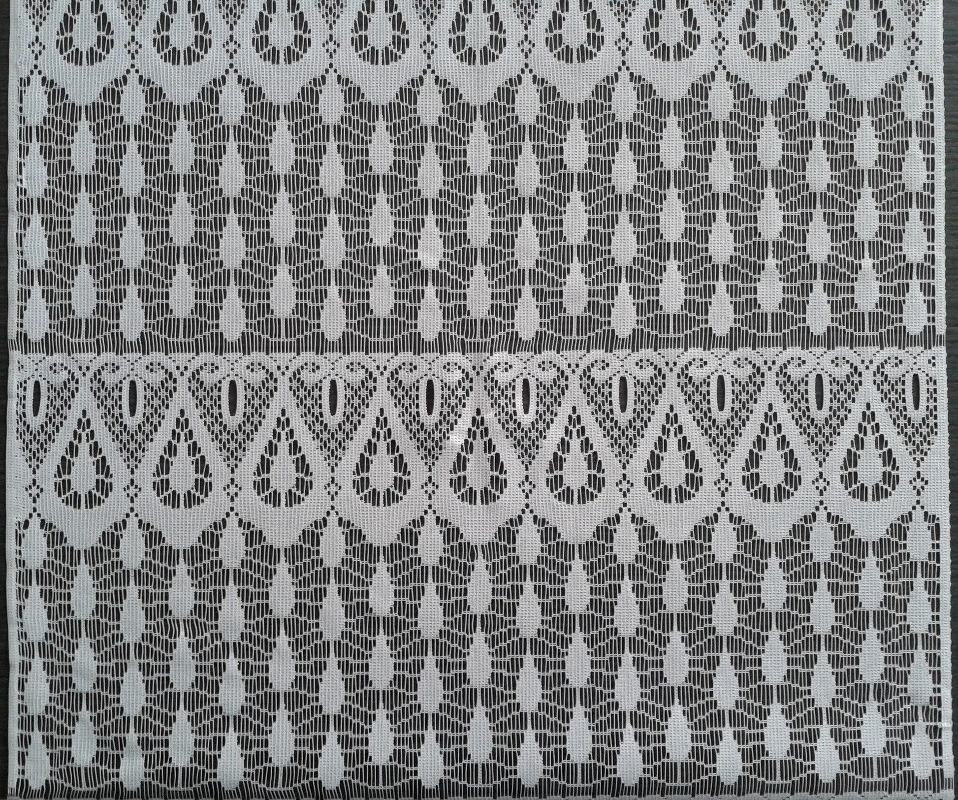 Rideau brise-bise blanc motif Gouttes (Zoom)