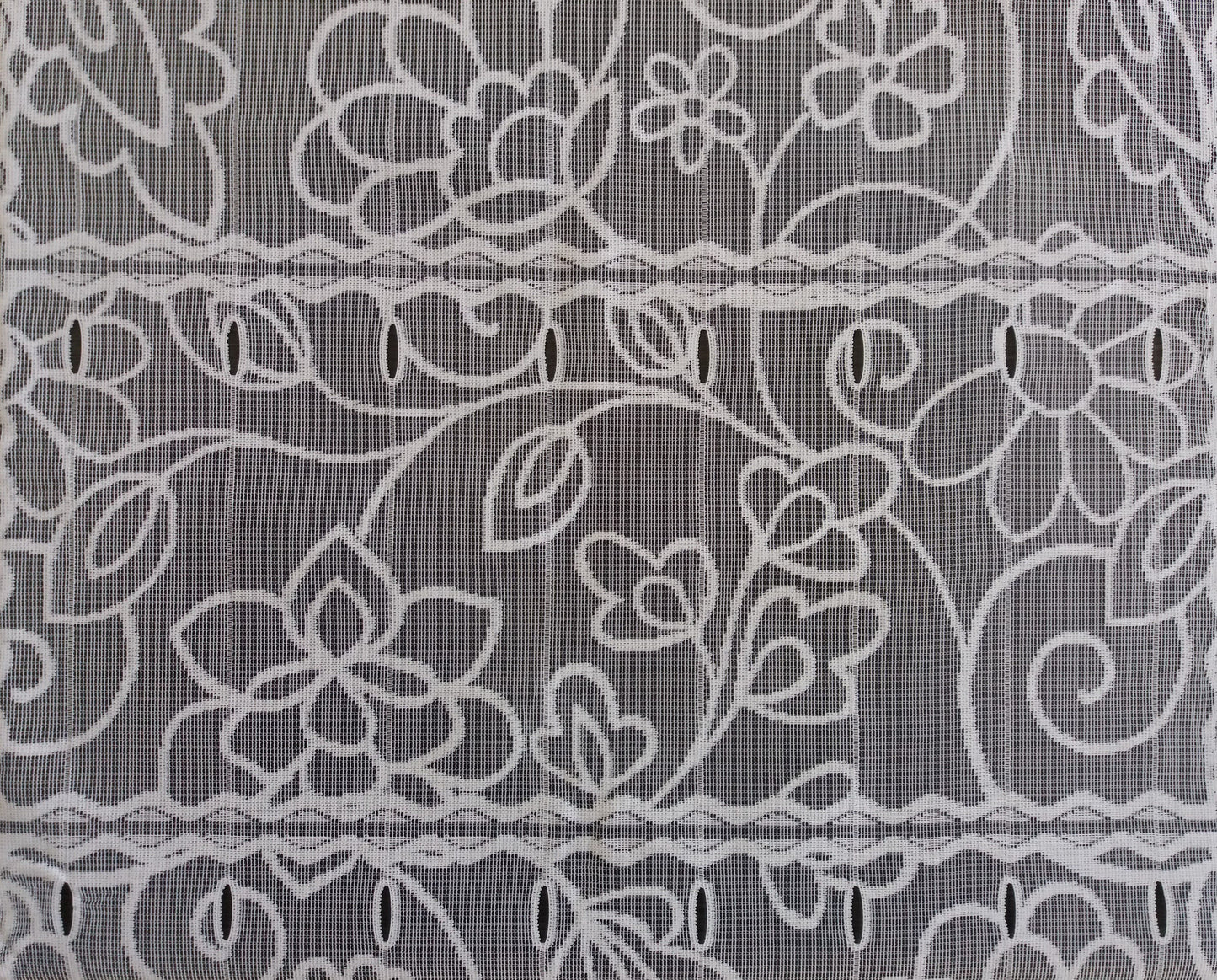 Rideau brise-bise blanc motif Jardin (zoom)
