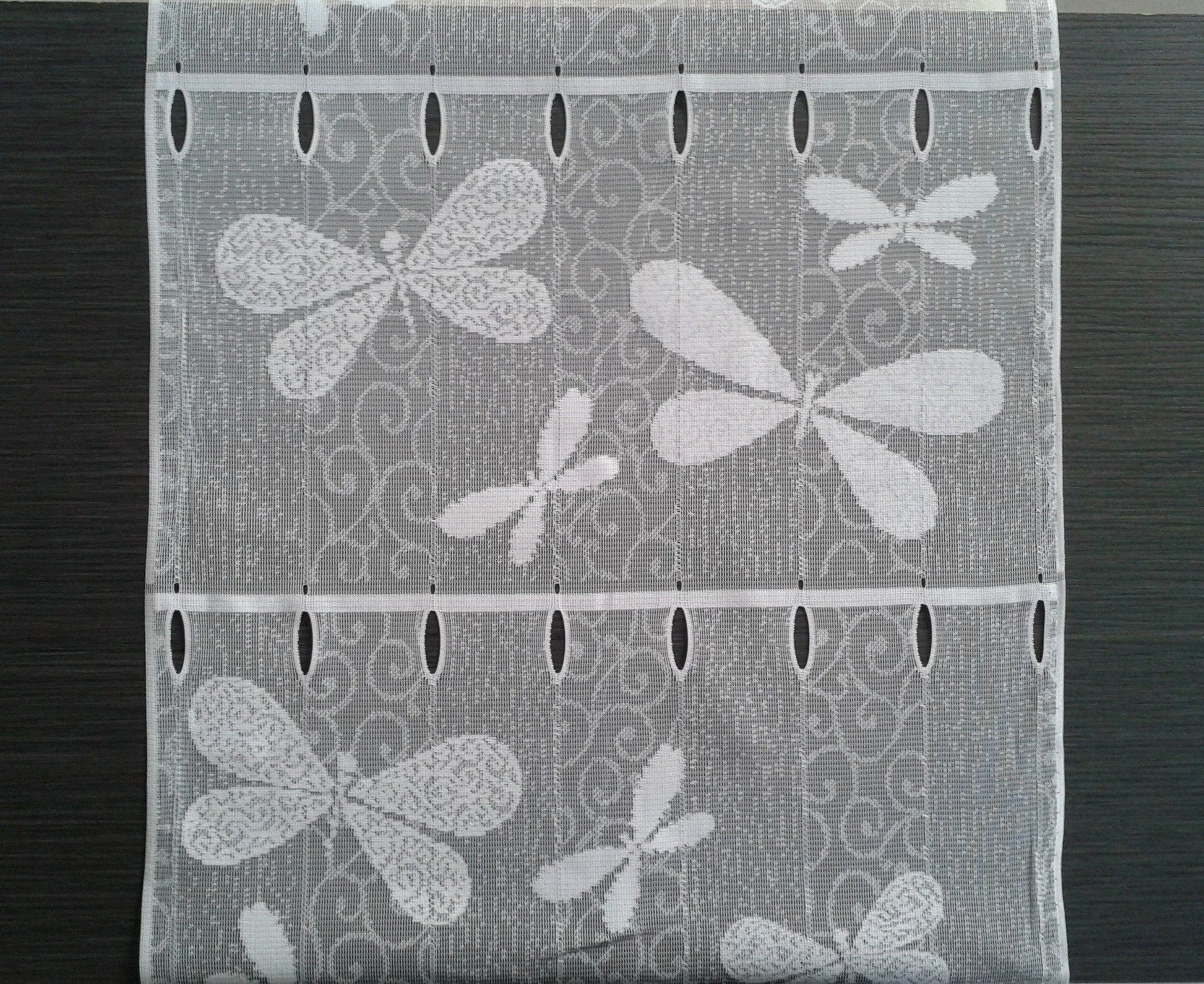 Rideau brise-bise blanc motif Libellie