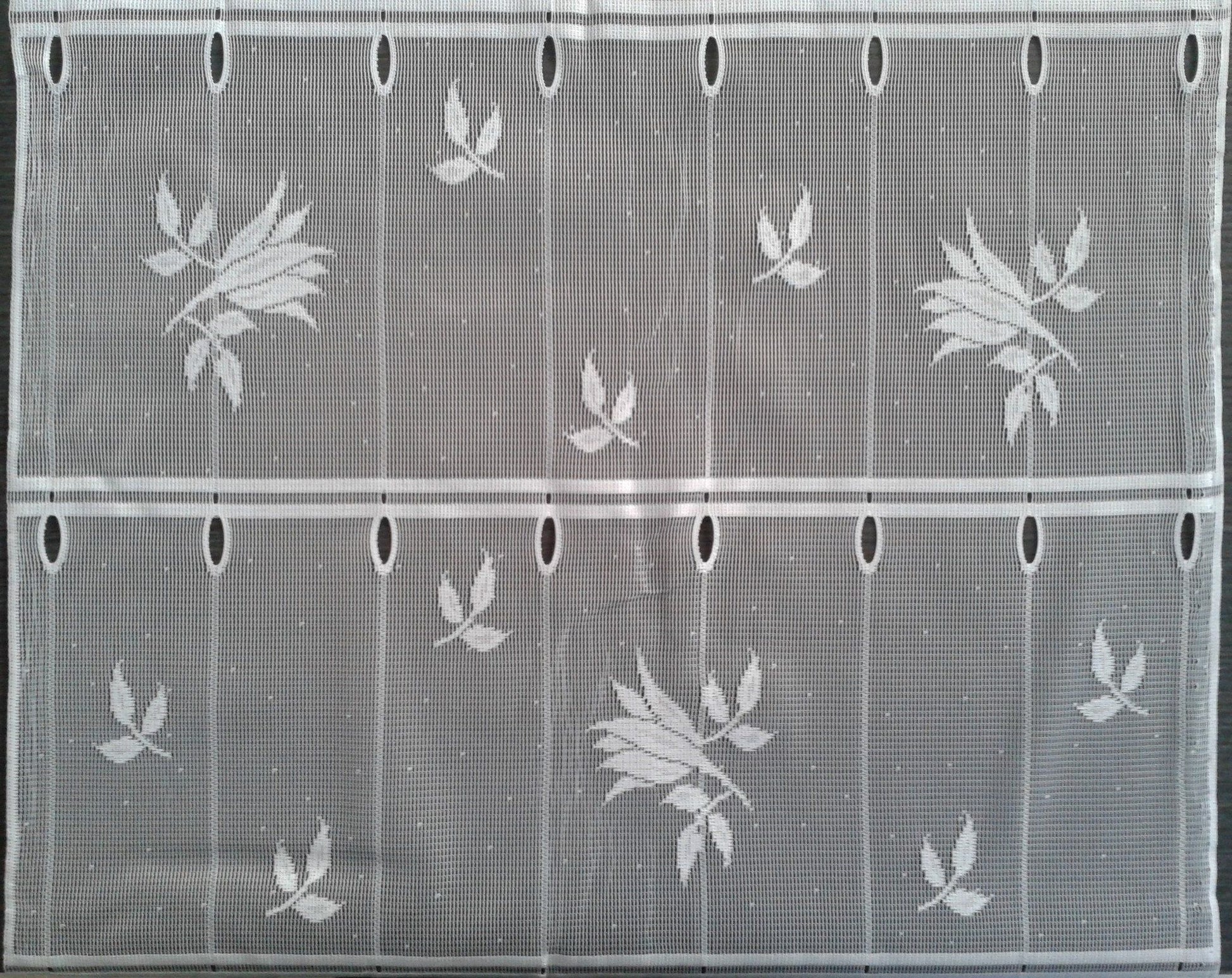 Rideau brise-bise blanc motif Lys (Zoom)