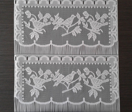 Rideau brise-bise blanc motif Petits oiseaux