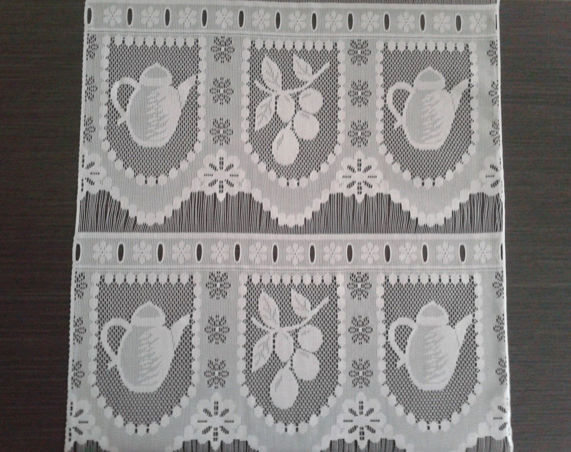 Rideau brise-bise blanc motif Théière