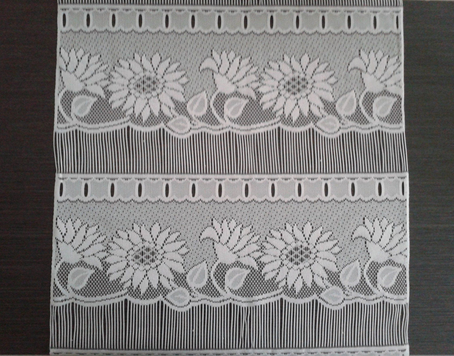 Rideau brise-bise blanc motif Tournesol