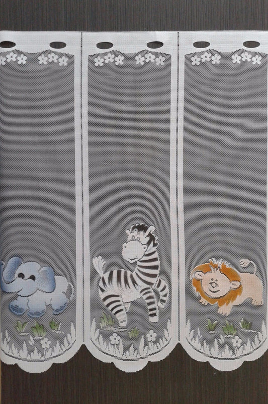 Rideau modulable en largeur coloré motif safari 60 cm de hauteur - MarieTony