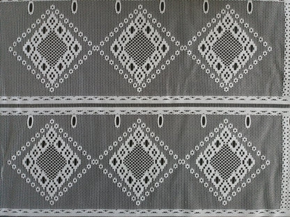 Rideau modulable blanc 60 cm de largeur motif Calisson