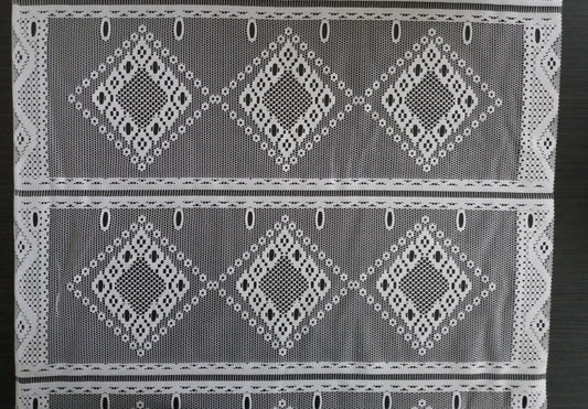 Rideau modulable blanc 60 cm de largeur motif Calisson