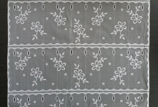Rideau modulable blanc 60 cm de largeur motif Floralette