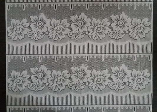 Rideau modulable blanc 60 cm de largeur motif Floralie