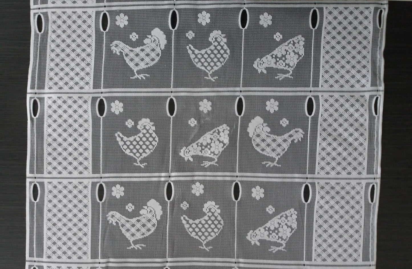 Rideau modulable blanc 60 cm de largeur motif Picorette