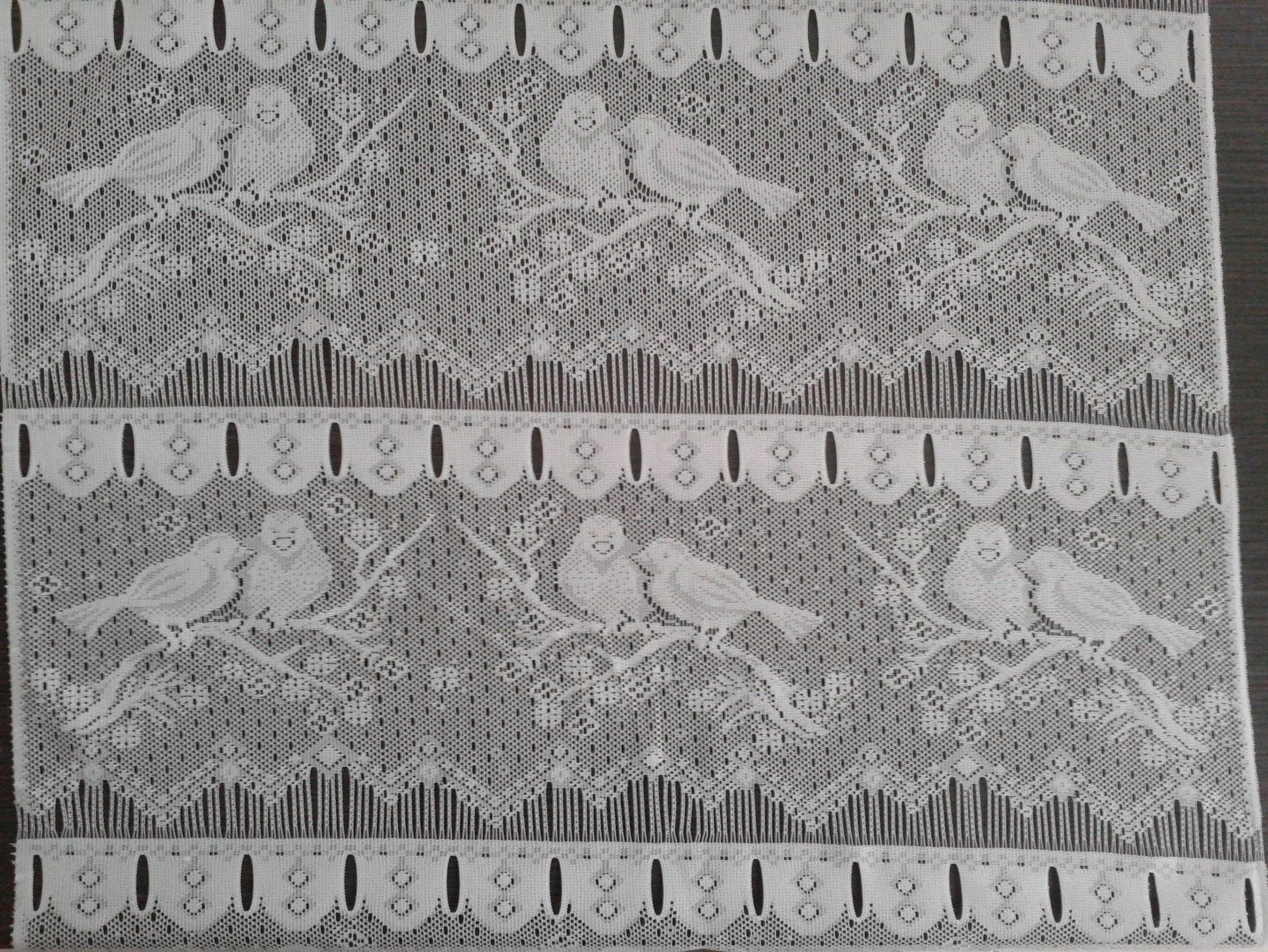 Rideau brise-vue blanc motif Moineaux (Zoom)