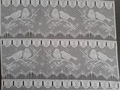 Rideau brise-vue blanc motif Moineaux (Zoom)