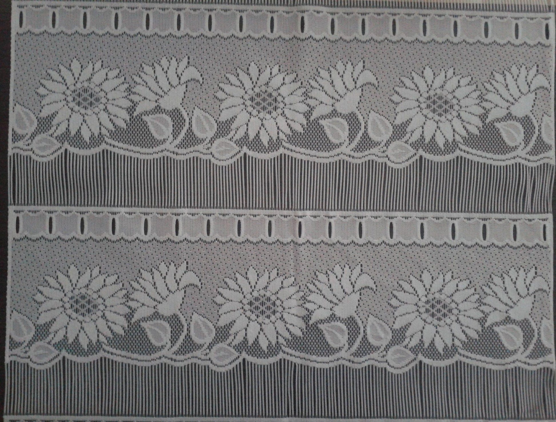 Rideau brise-vue blanc 60 cm de largeur motif Tournesol – MarieTony