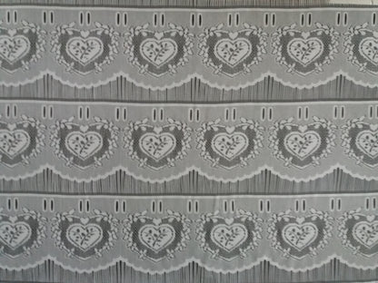 Rideau modulable blanc 90 cm de largeur motif Cœur floral