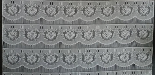 Rideau modulable blanc 90 cm de largeur motif Cœur floral