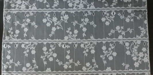 Rideau modulable blanc 90 cm de largeur motif Fleuri 2