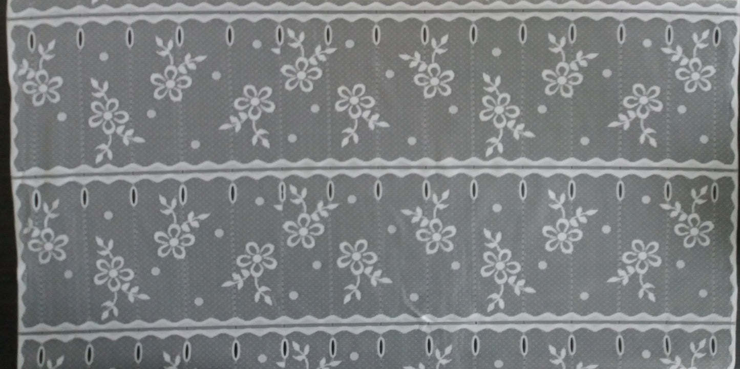 Rideau modulable blanc 90 cm de largeur motif Floralette