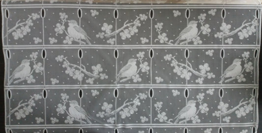 Rideau modulable blanc 90 cm de largeur motif Mesange