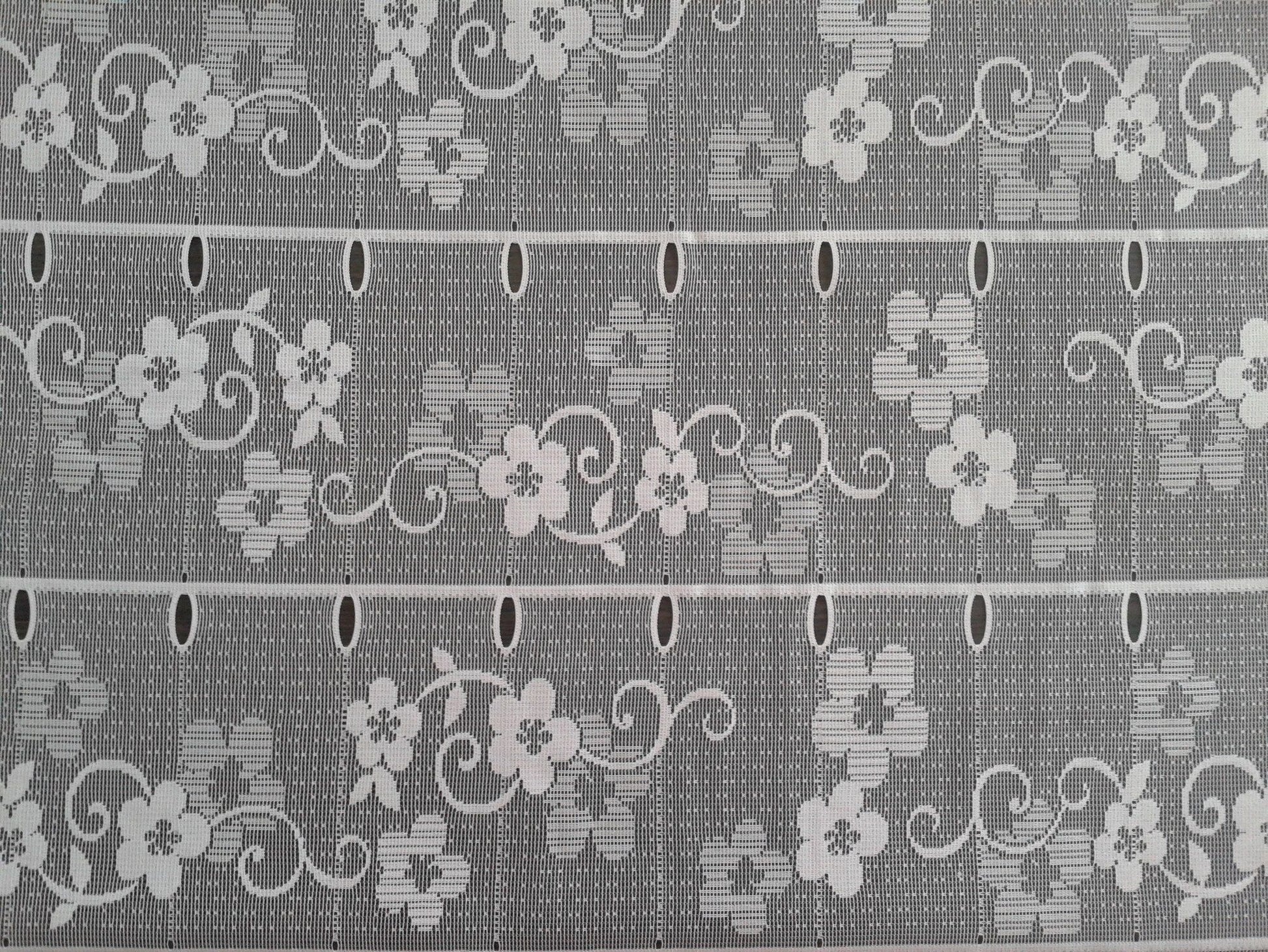 Rideau voilage blanc motif Clématites (Zoom)