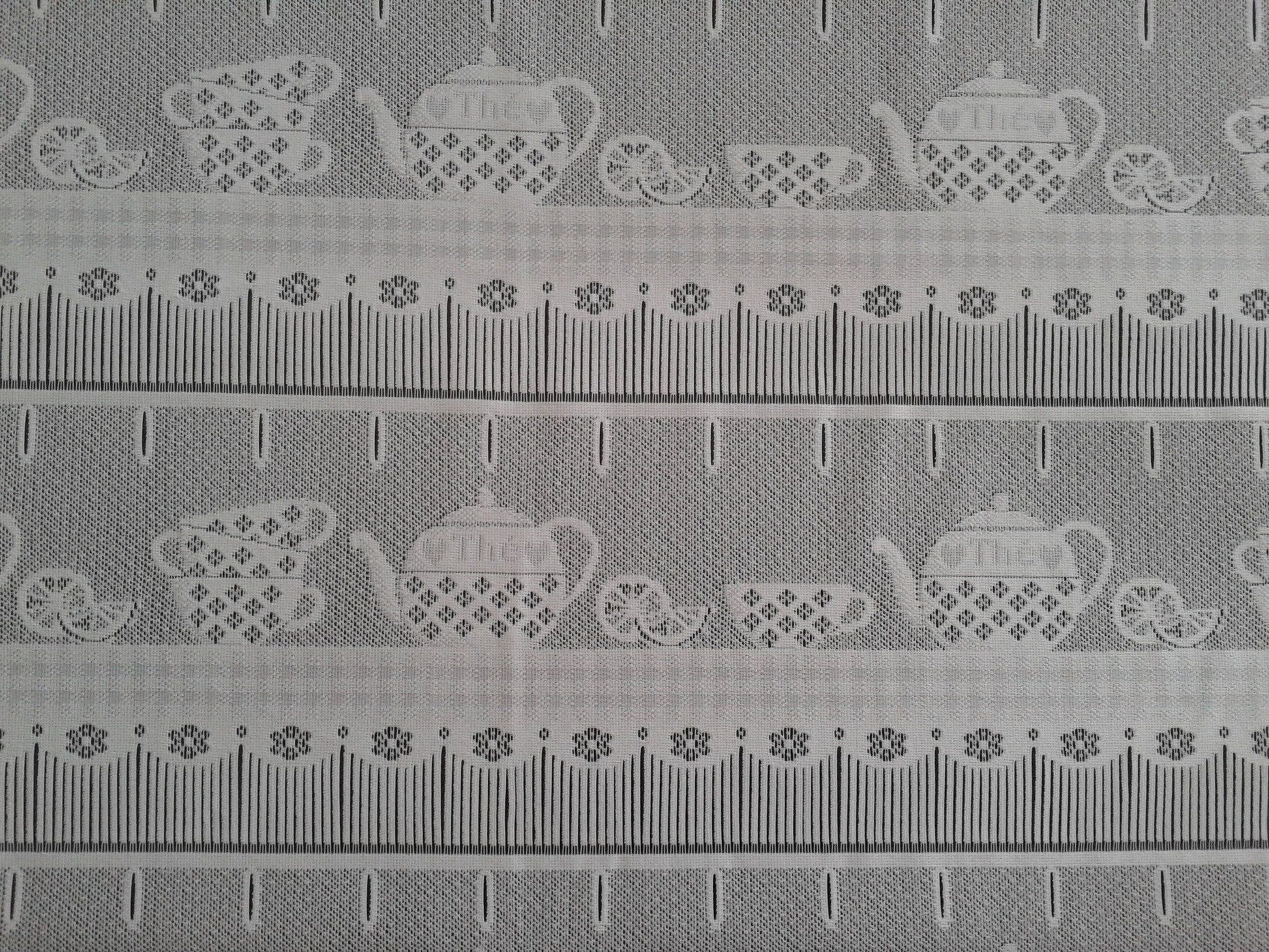 Rideau voilage blanc motif Tea time (Zoom)