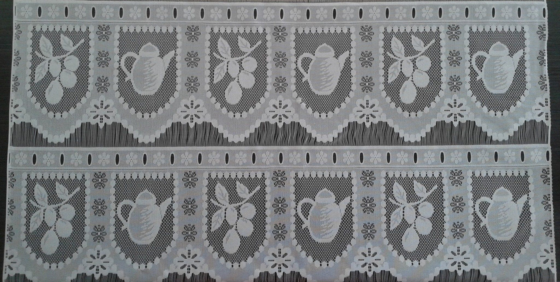 Rideau voilage blanc motif Théière