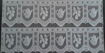 Rideau voilage blanc motif Théière