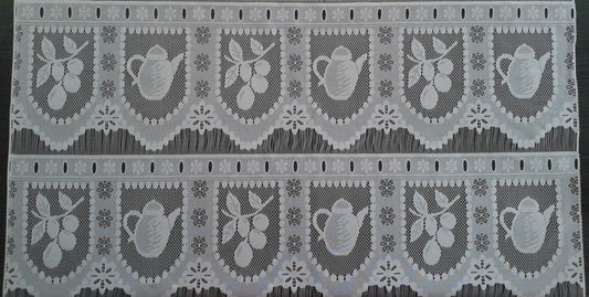 Rideau voilage blanc motif Théière