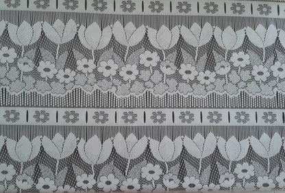 Rideau voilage blanc motif Tulipes (Zoom)