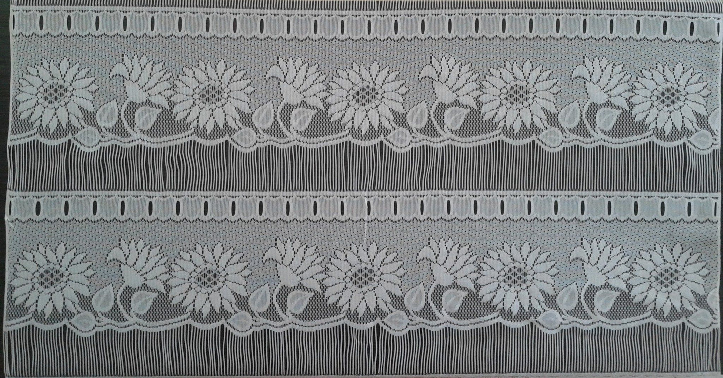 Tenda velata bianca con motivo di girasoli